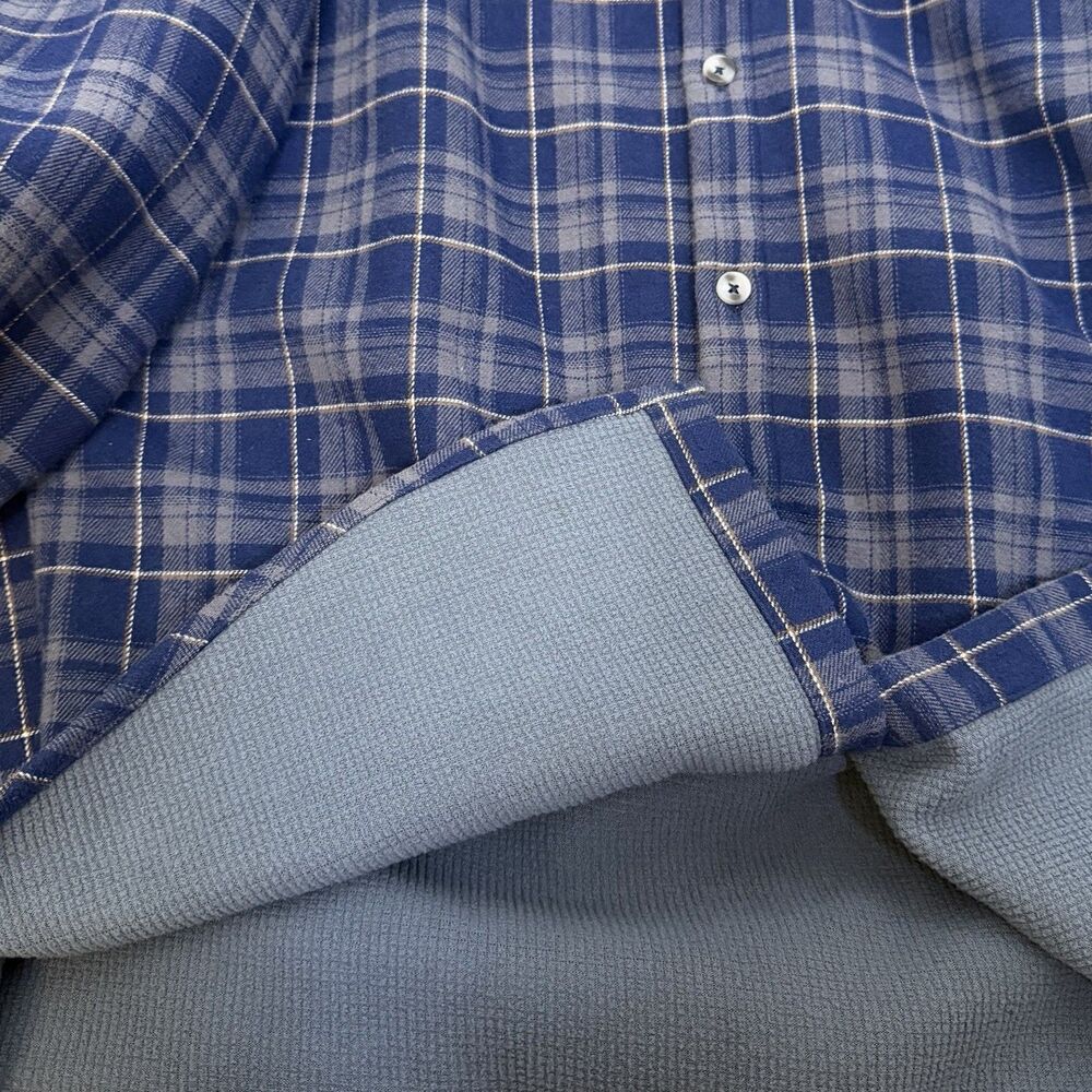 Nomad Men’s L Navy Gray Plaid Sierra Lined Flannel Button Down Shirt Jacket Slim - Picture 4 of 6